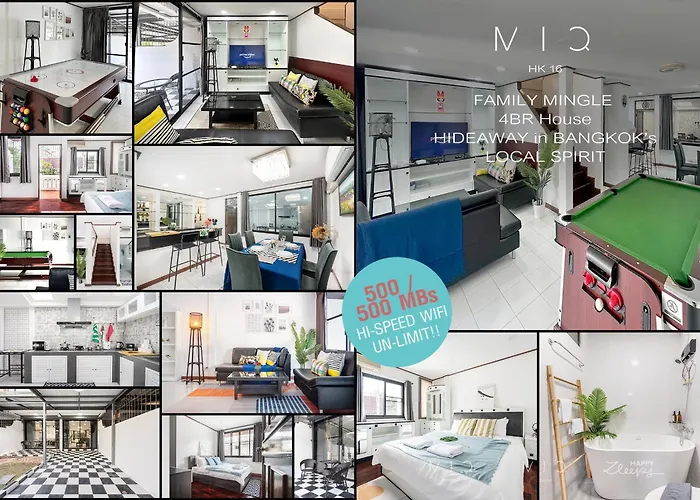 Miq Hk16 - 3br Huai Khwang Mrt With Pool Table Near Jodd Fair Villa Bangkok
